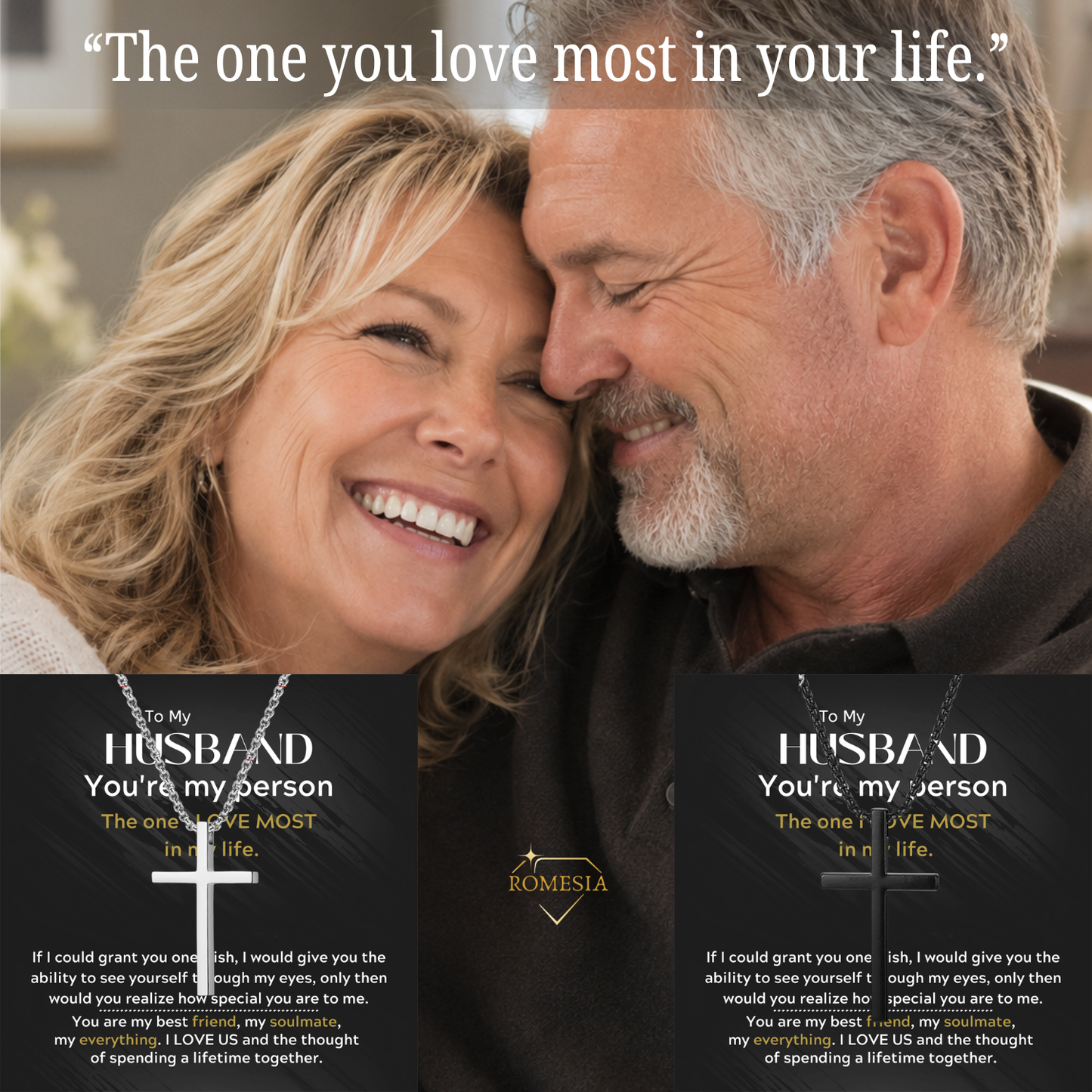To My Husband- Stainless Steel Cross Pendent