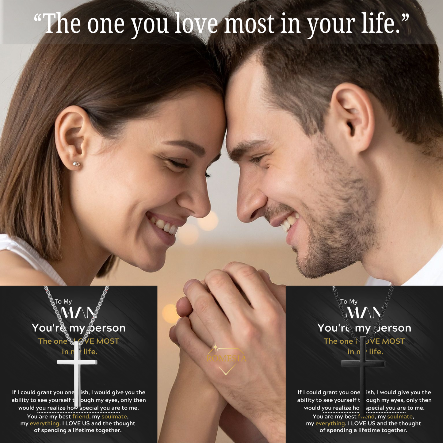 To My Man-You're My Person- Stainless Steel Cross Pendent