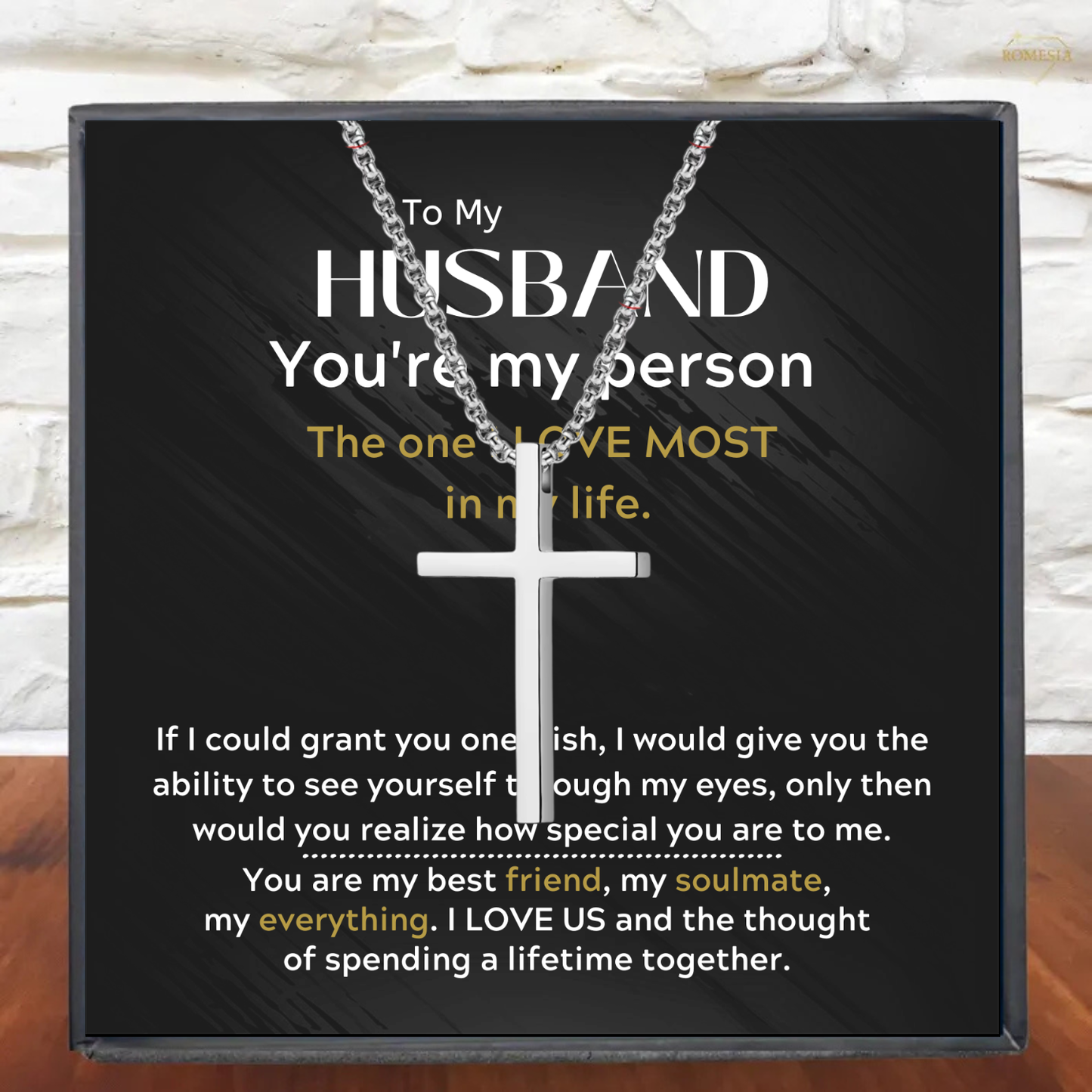 To My Husband- Stainless Steel Cross Pendent
