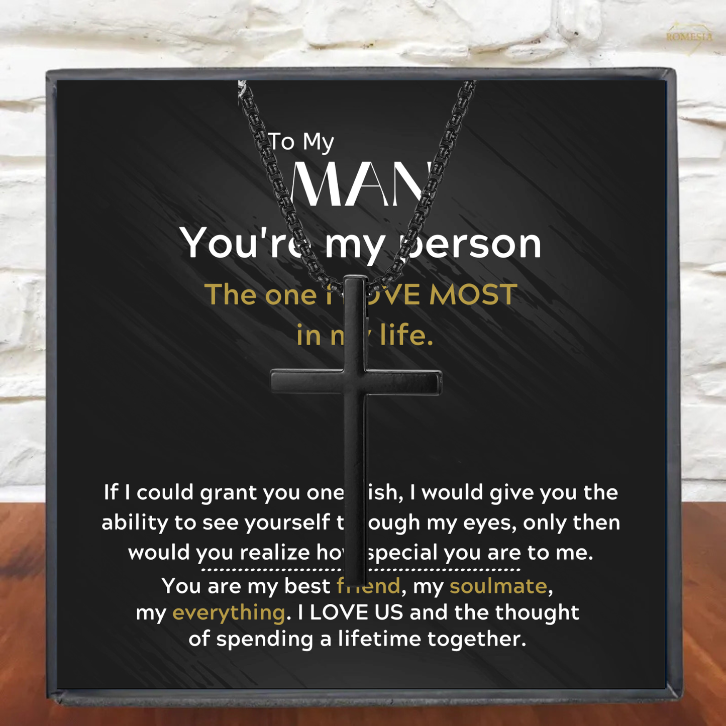 To My Man-You're My Person- Stainless Steel Cross Pendent