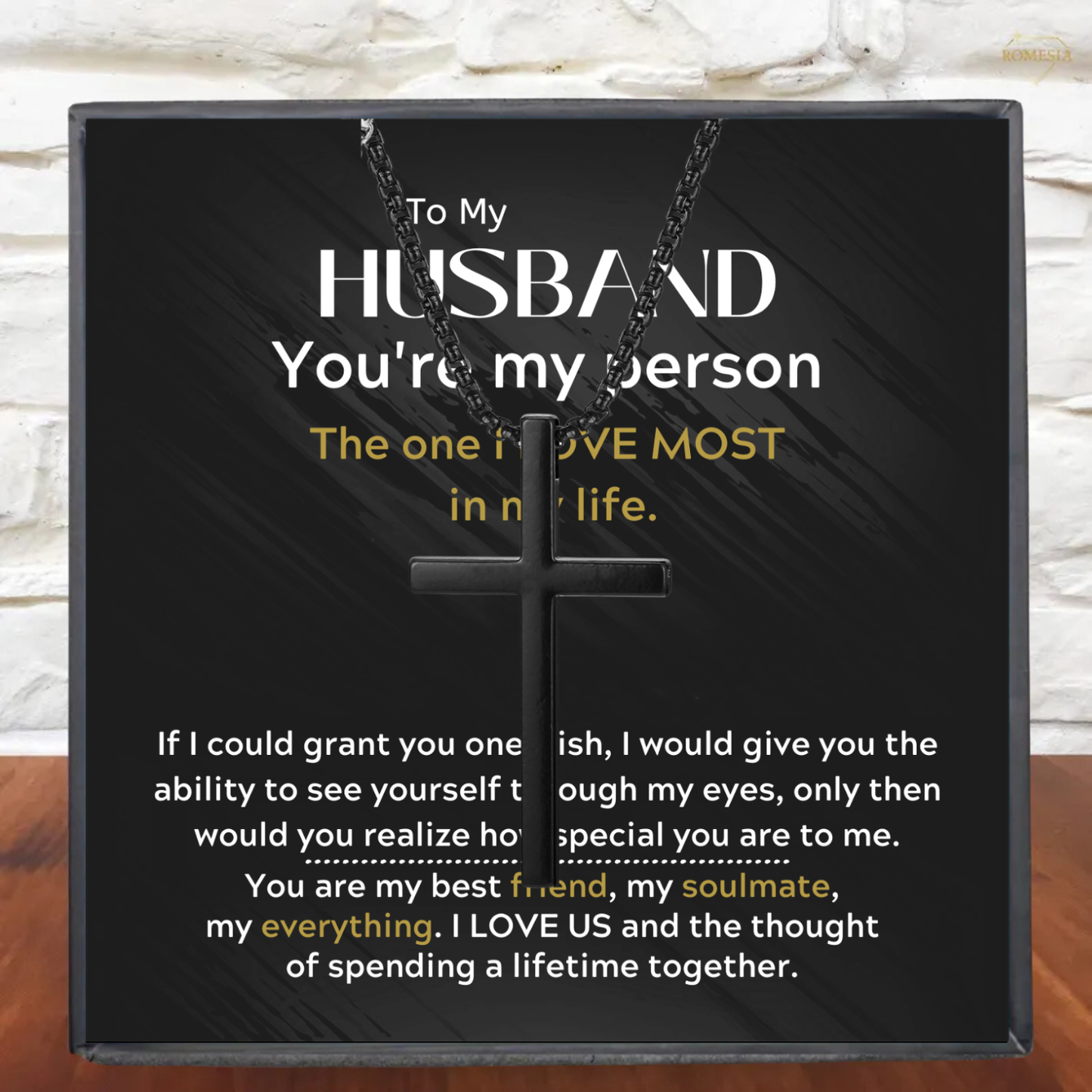 To My Husband- Stainless Steel Cross Pendent