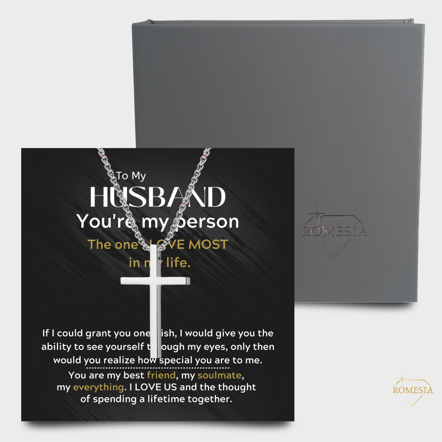 To My Husband- Stainless Steel Cross Pendent