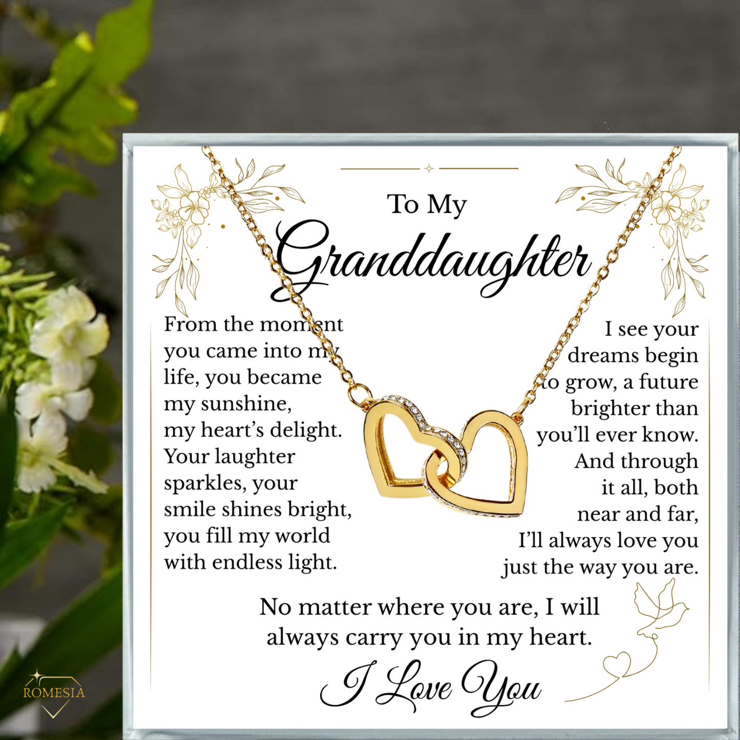 To My Granddaughter- Endless Light-Interlocking Hearts Pendent