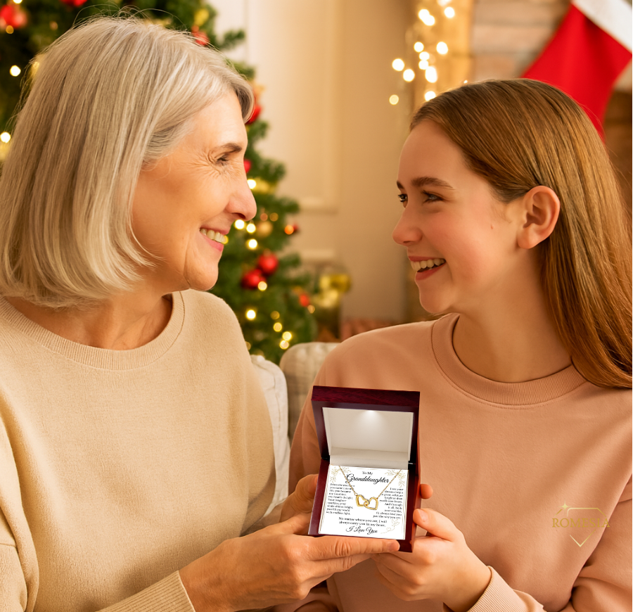 To My Granddaughter- Endless Light-Interlocking Hearts Pendent