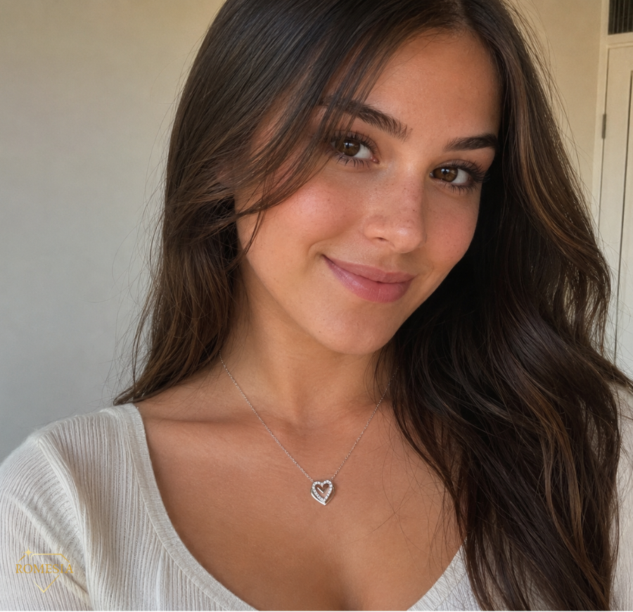To My Daughter- Double Hearts Pendent w/Austrian Crystals-Proudest Moment