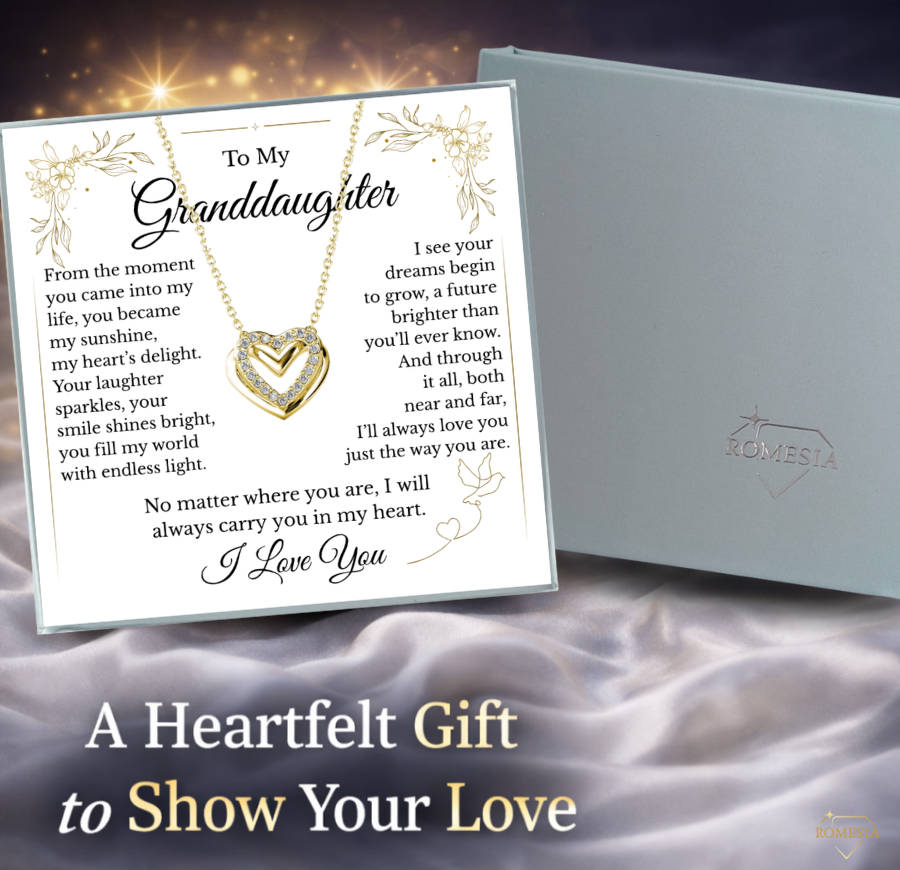 To My Granddaughter-Endless Light Double Heart pendent with Austrian Cystals