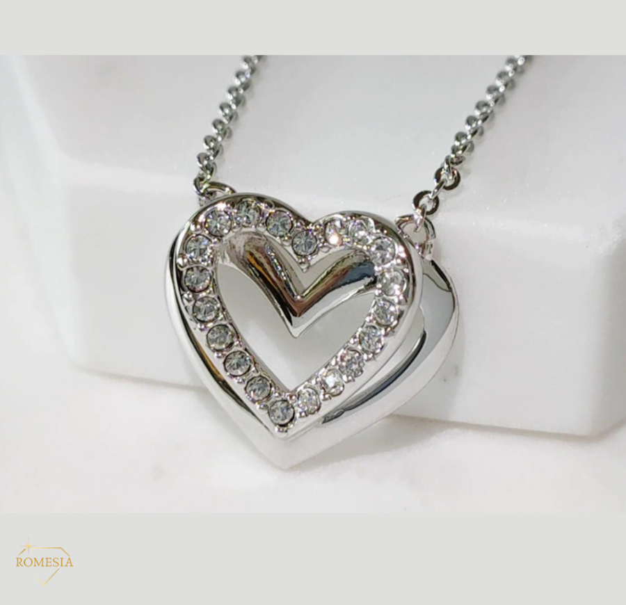 To My Granddaughter-Endless Light Double Heart pendent with Austrian Cystals