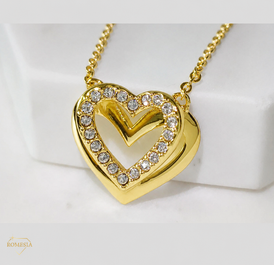 To My Granddaughter-Endless Light Double Heart pendent with Austrian Cystals
