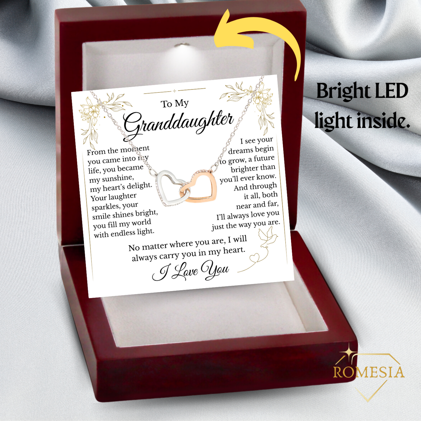 To My Granddaughter- Endless Light-Interlocking Hearts Pendent