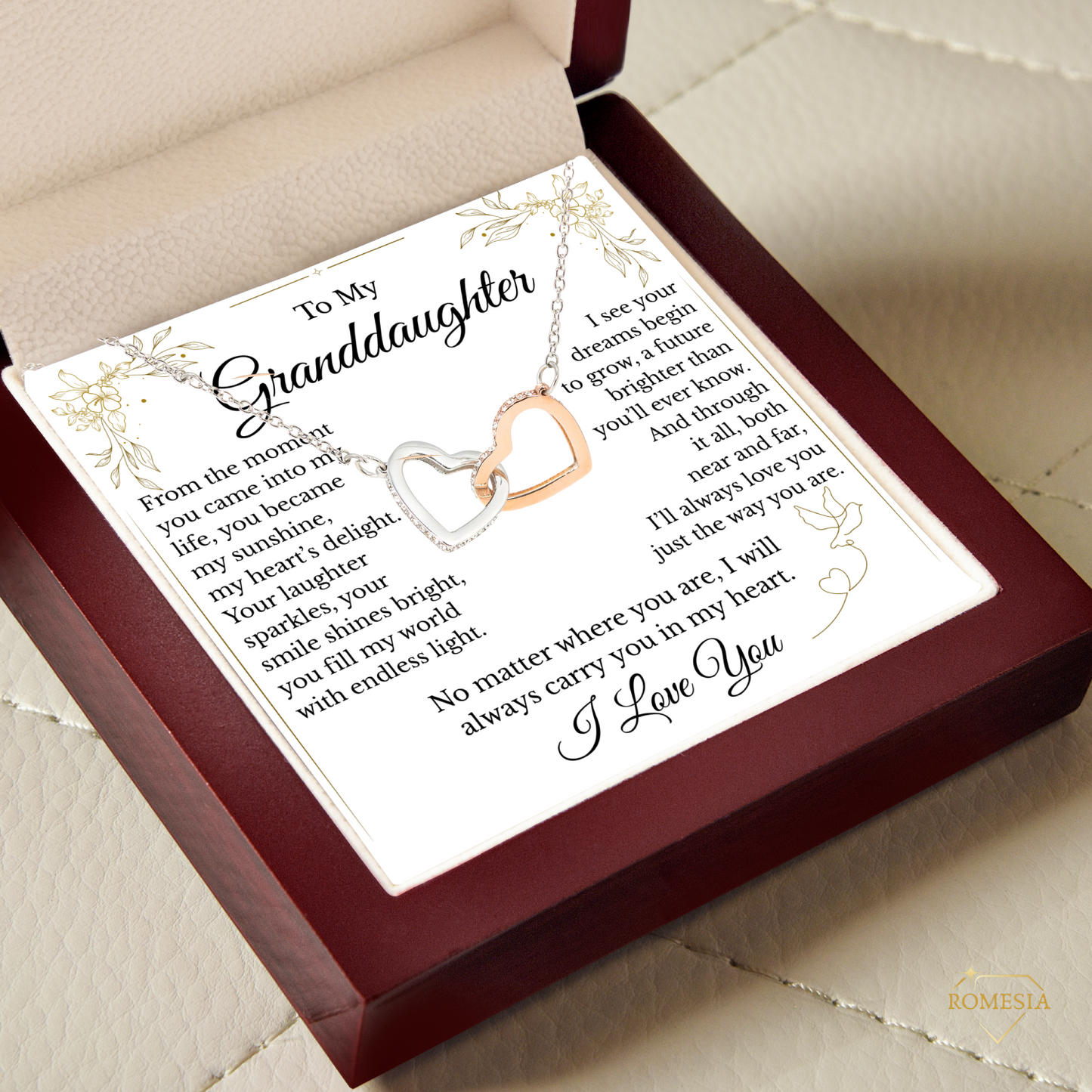 To My Granddaughter- Endless Light-Interlocking Hearts Pendent