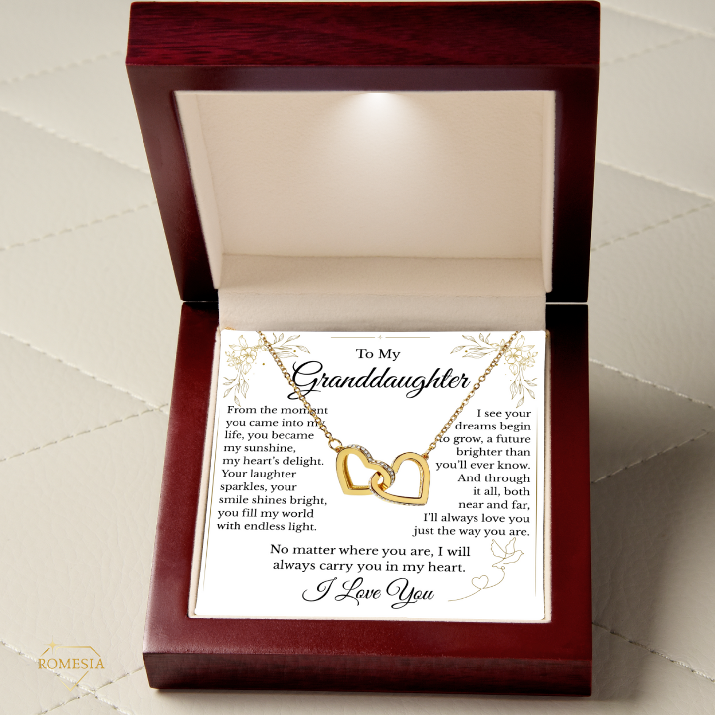 To My Granddaughter- Endless Light-Interlocking Hearts Pendent