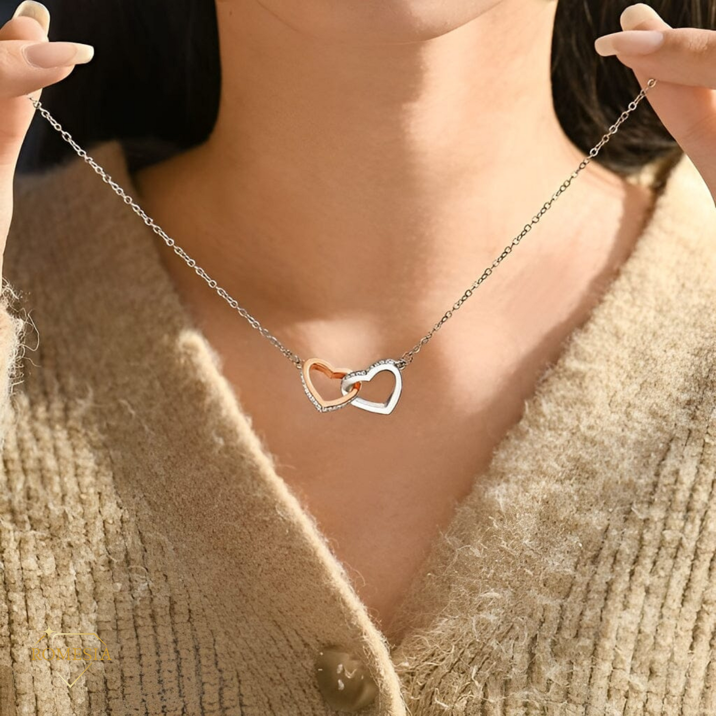 To My Granddaughter- Endless Light-Interlocking Hearts Pendent