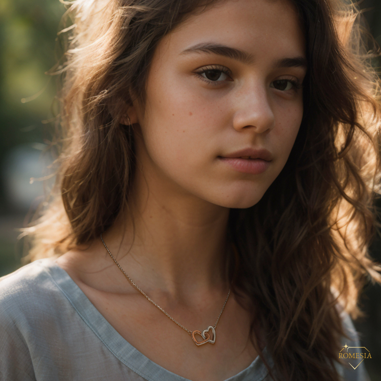 To My Bonus Daughter- Endless Light- Interlocking Hearts Pendent