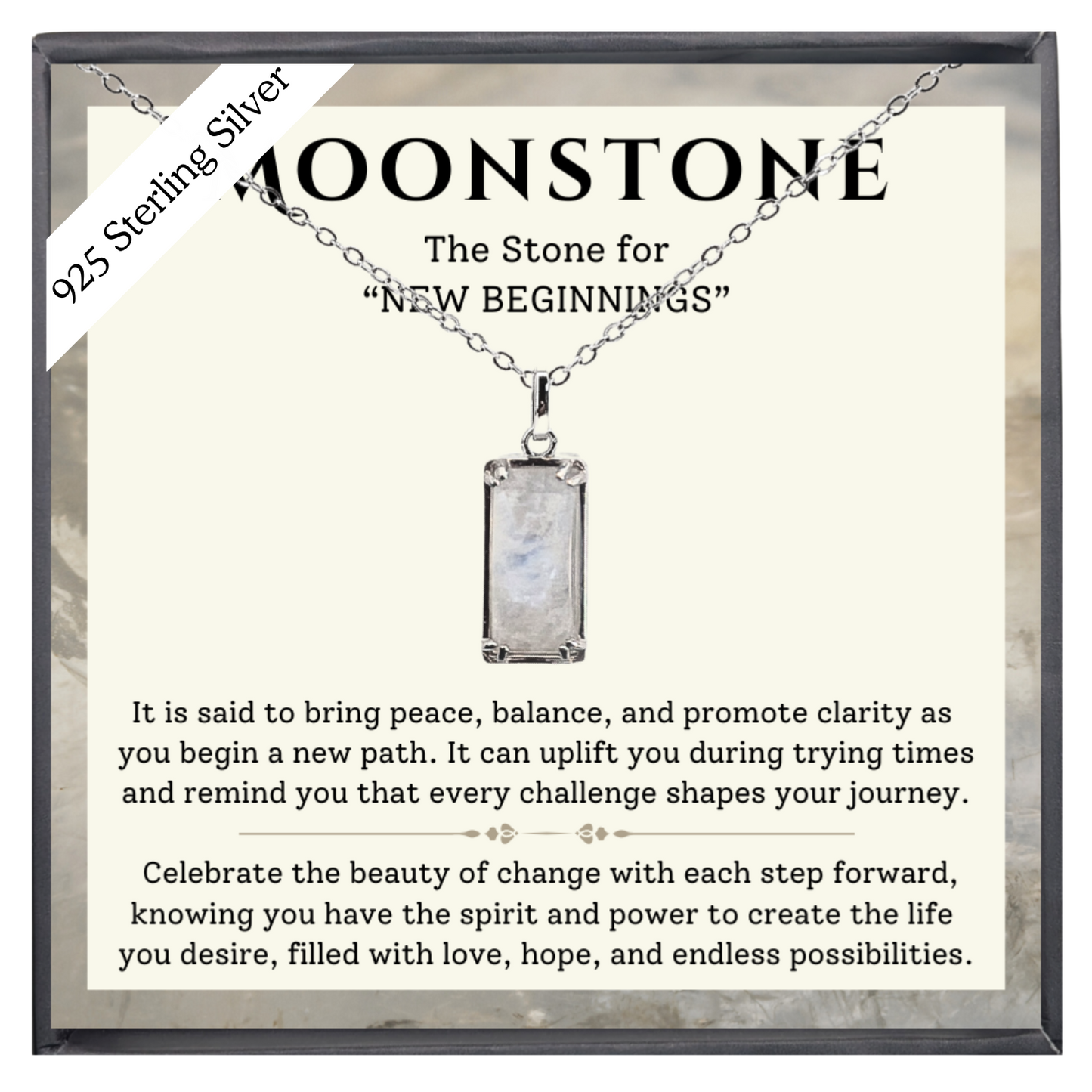 Real Genuine Moonstone - "Celebrate" Sterling Silver Pendent, with card