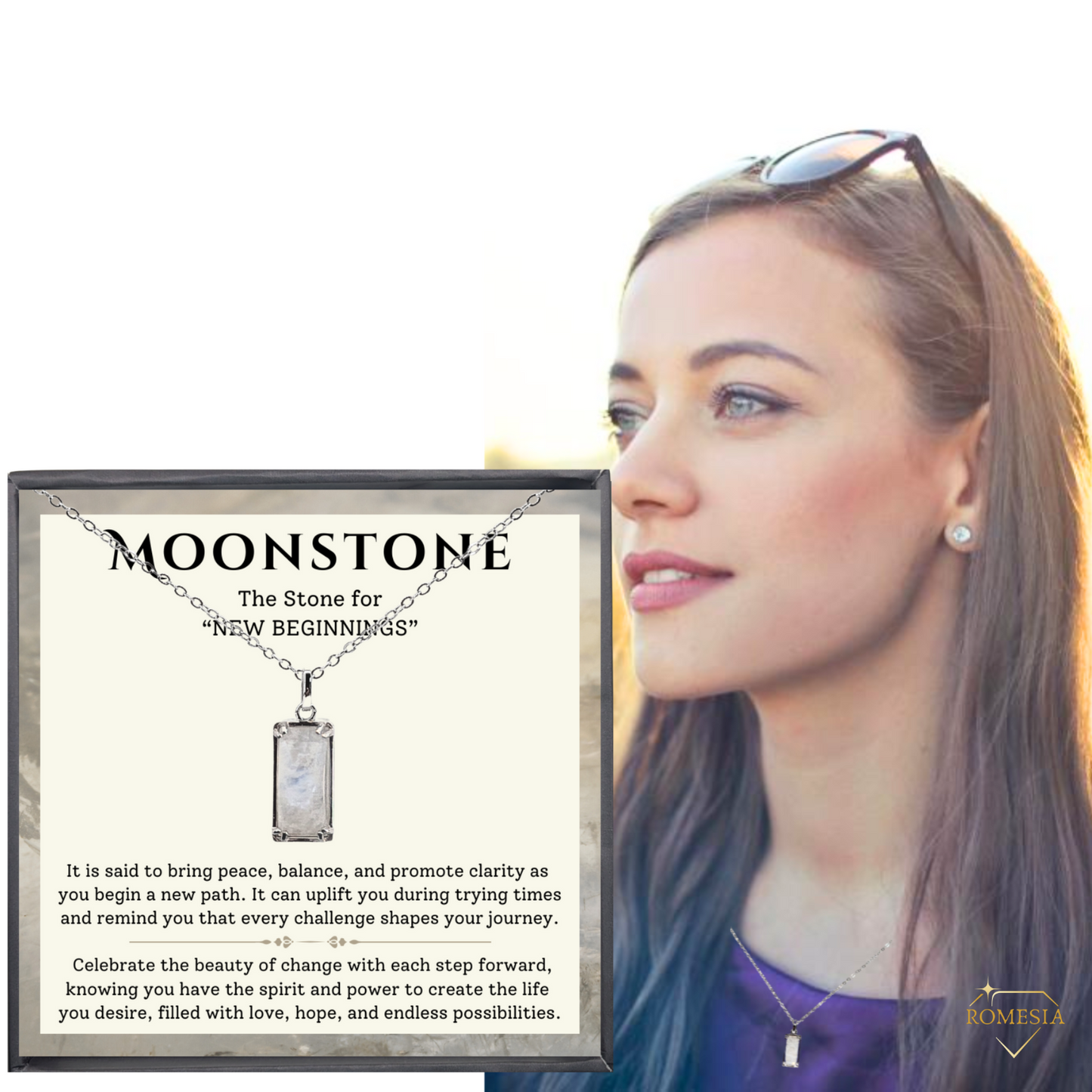 Real Genuine Moonstone - "Celebrate" Sterling Silver Pendent, with card