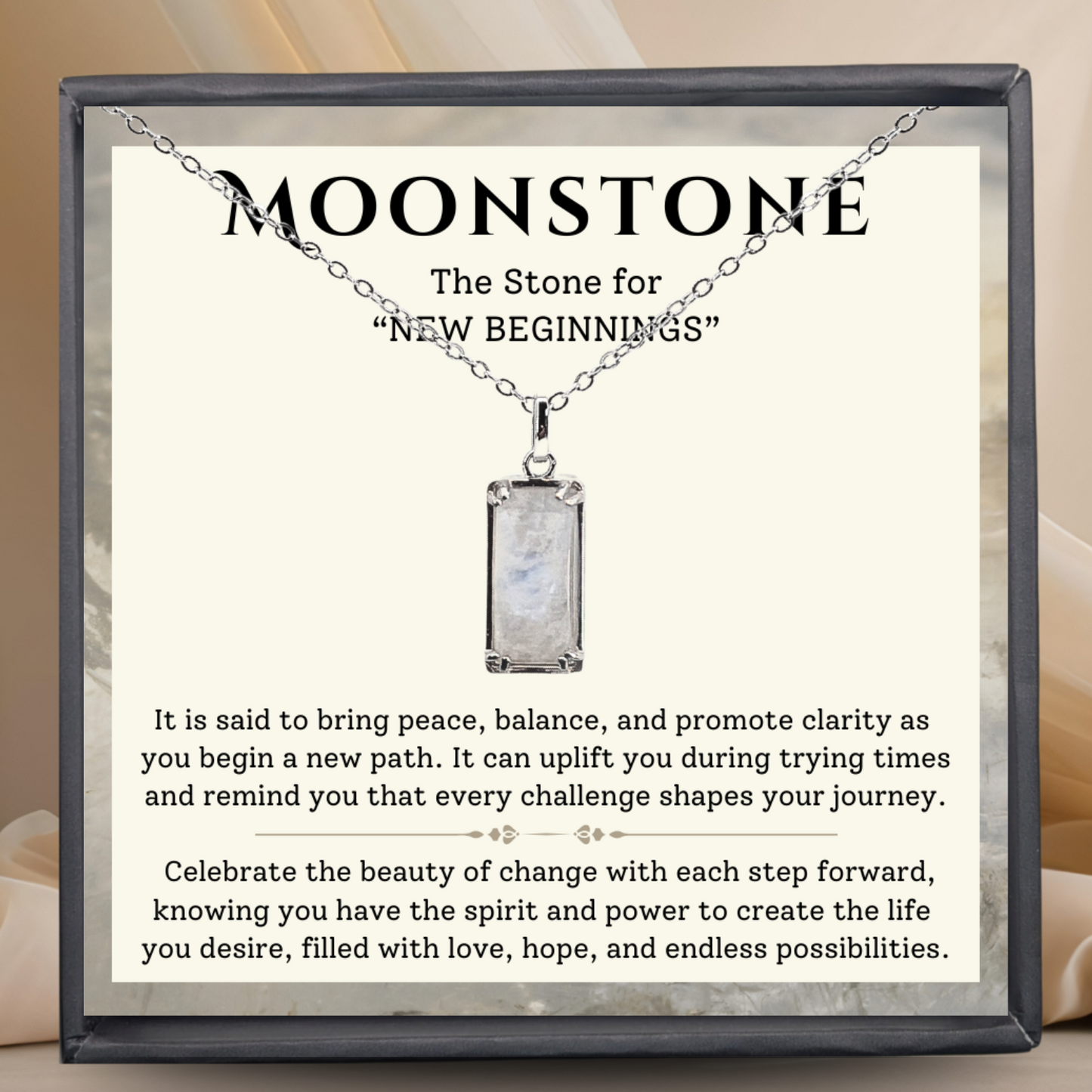 Real Genuine Moonstone - "Celebrate" Sterling Silver Pendent, with card