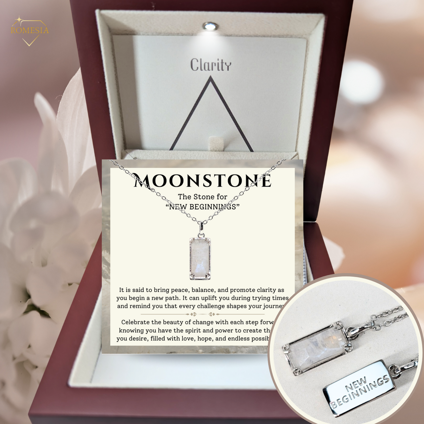 Real Genuine Moonstone - "Celebrate" Sterling Silver Pendent, with card