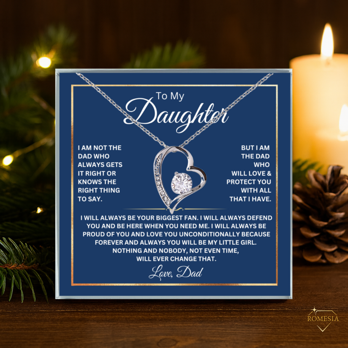 Daughter heart necklace from Dad with message card- "Fan Forever", Necklace gift for Daughter from Dad