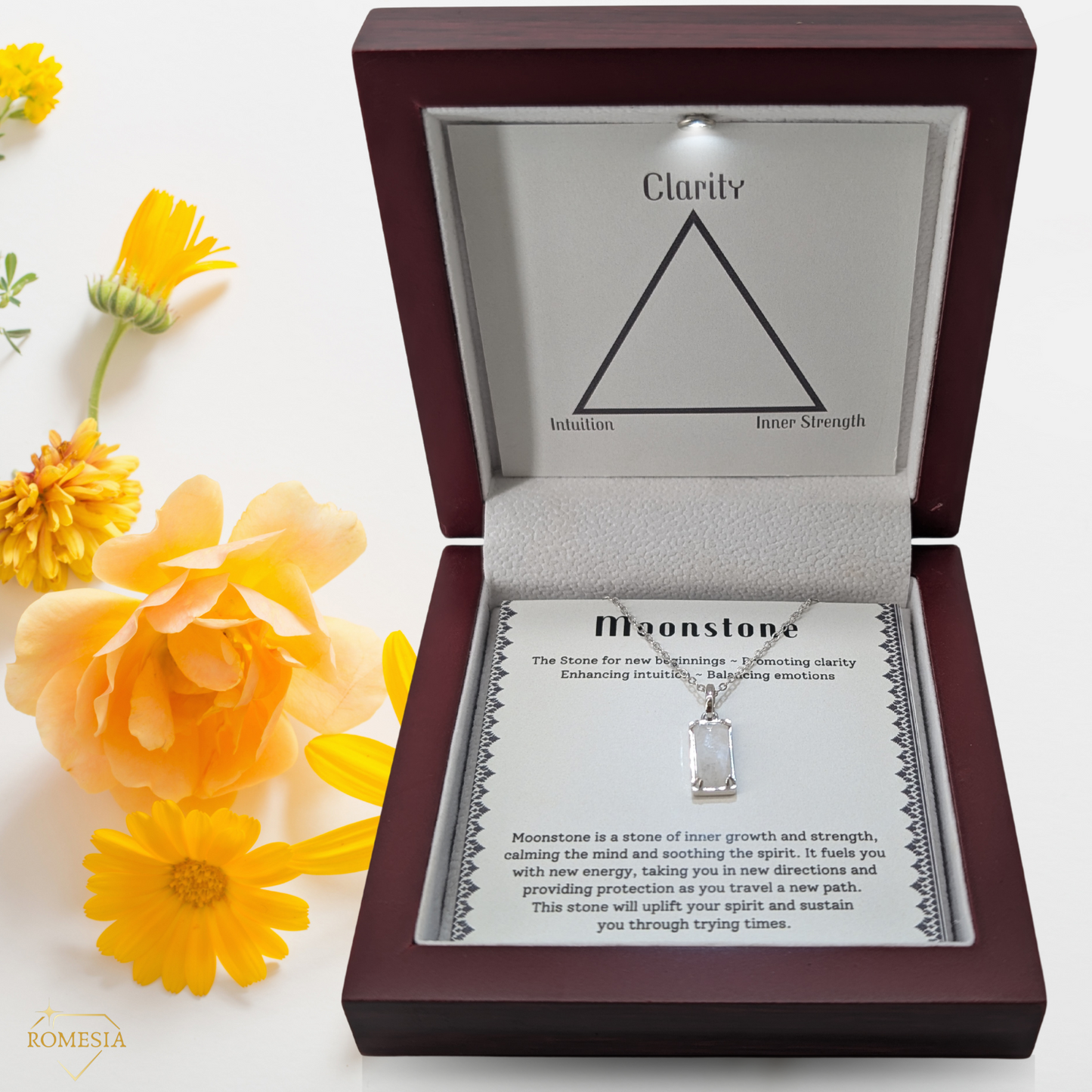 Real Genuine Moonstone - "New Beginnings" Sterling Silver Pendent, with card