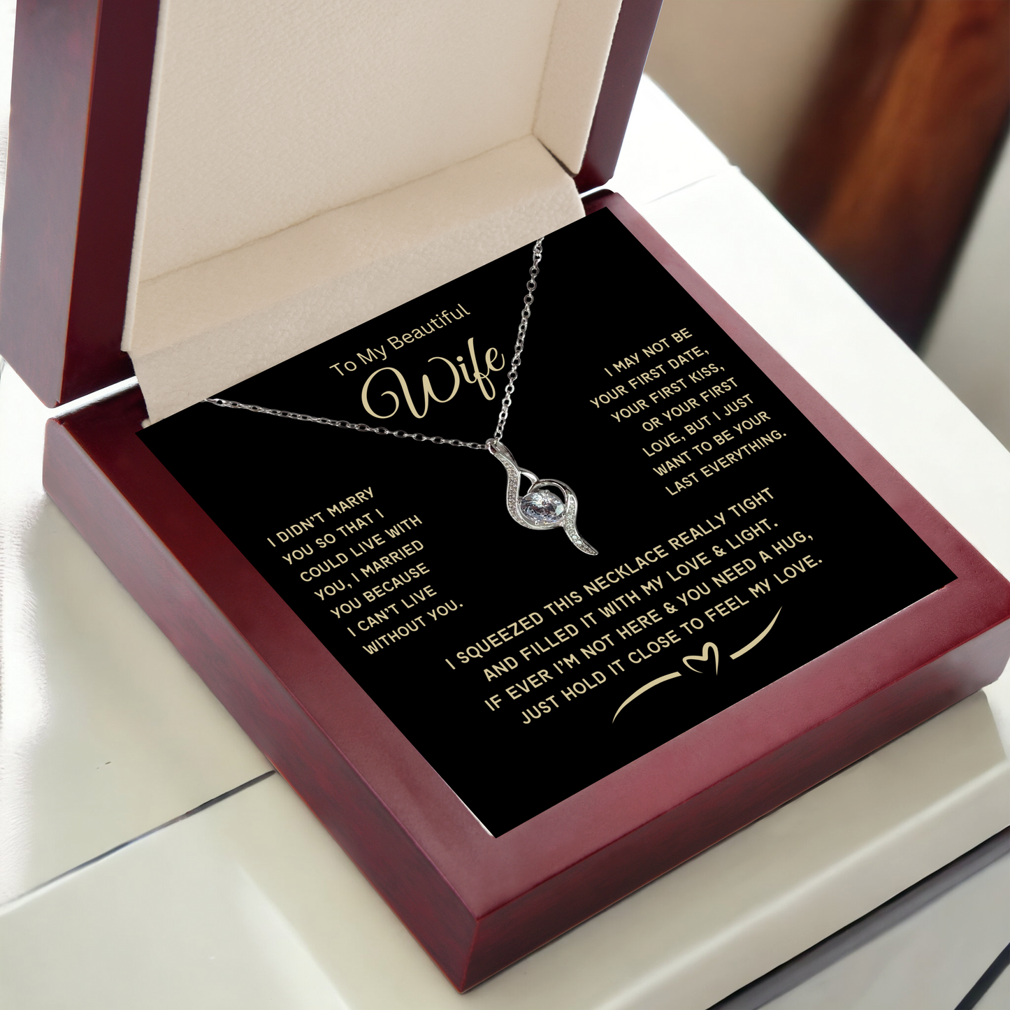 To My Beautiful Wife-My Love- Adoring Love Necklace