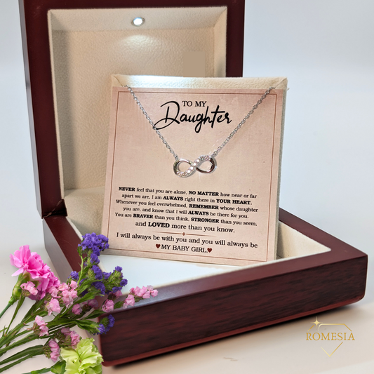 To My Daughter- Loved More- .925 Sterling Silver Endless Love Infinity Necklace