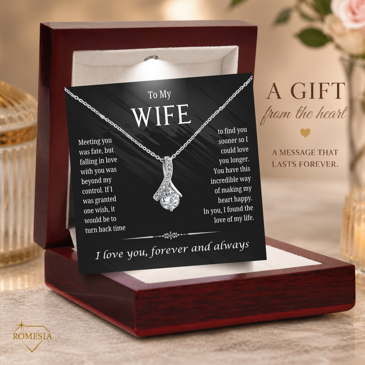 To My Wife Alluring Beauty Pendent- One Wish, Gift for Her