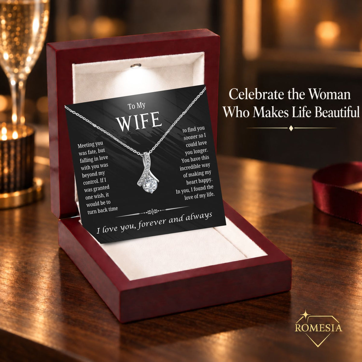 To My Wife Alluring Beauty Pendent- One Wish, Gift for Her