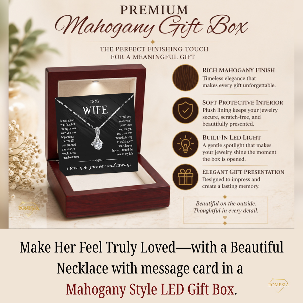 To My Wife Alluring Beauty Pendent- One Wish, Gift for Her