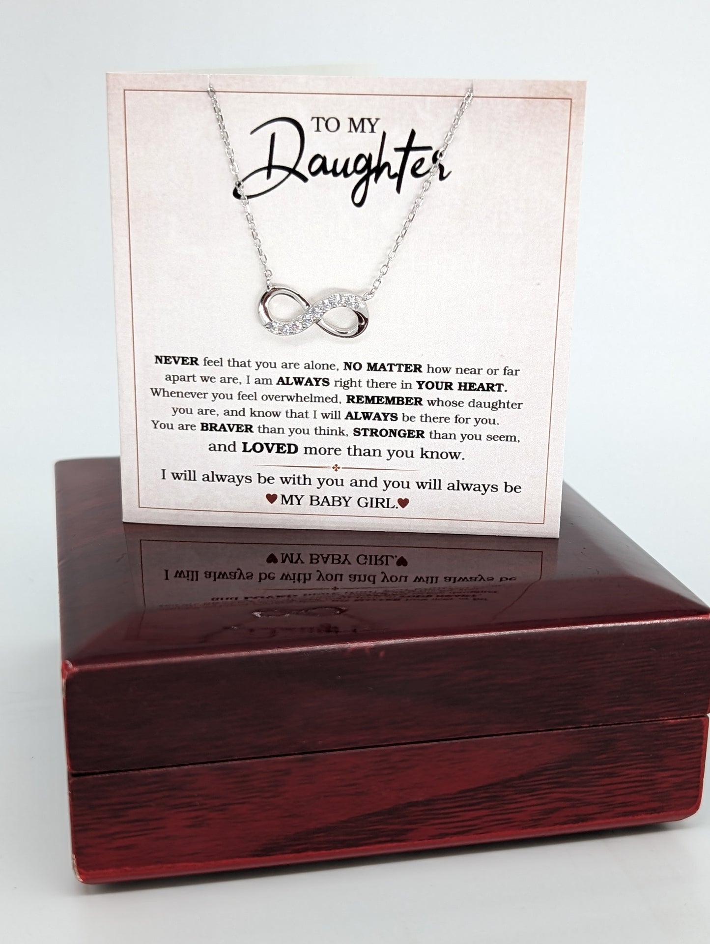 To My Daughter- Loved More- .925 Sterling Silver Endless Love Infinity Necklace