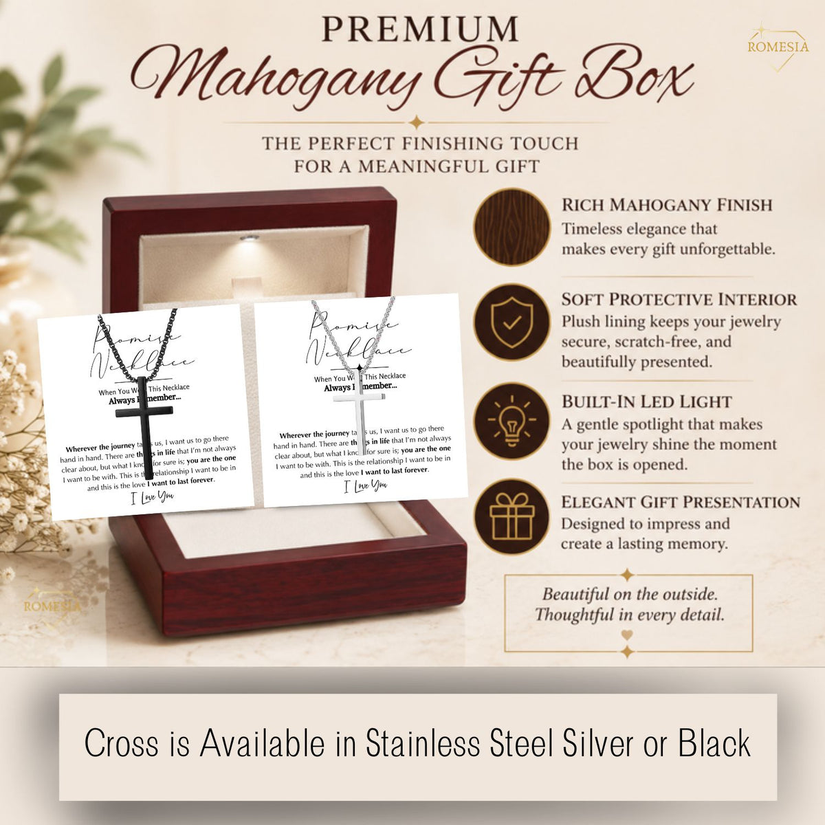 Stainless Steel Promise Cross Pendent for Him or Her