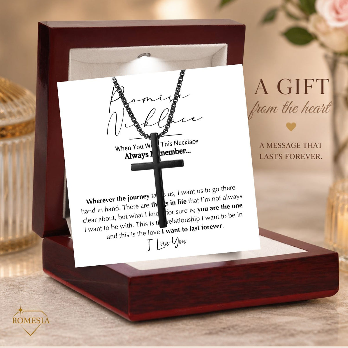 Stainless Steel Promise Cross Pendent for Him or Her