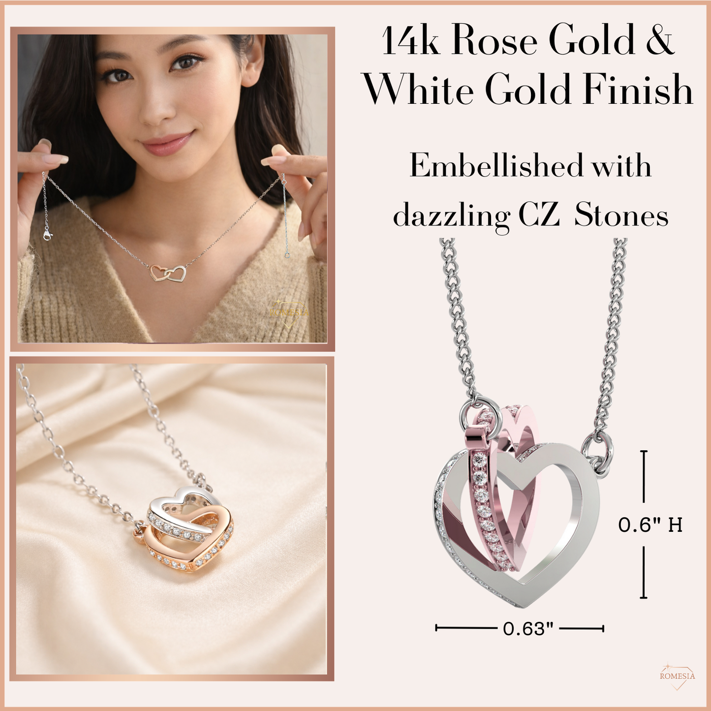 Daughter Necklace from Dad-Fan Hearts-Interlocking Hearts Necklace,Gift for Daughter,Message Card