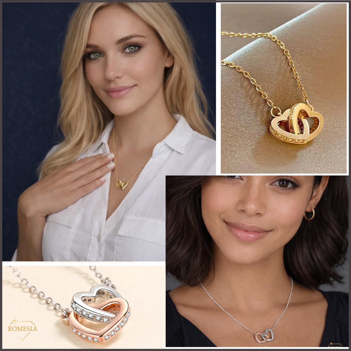 Soulmate-Happy Heart- Interlocking Hearts necklace