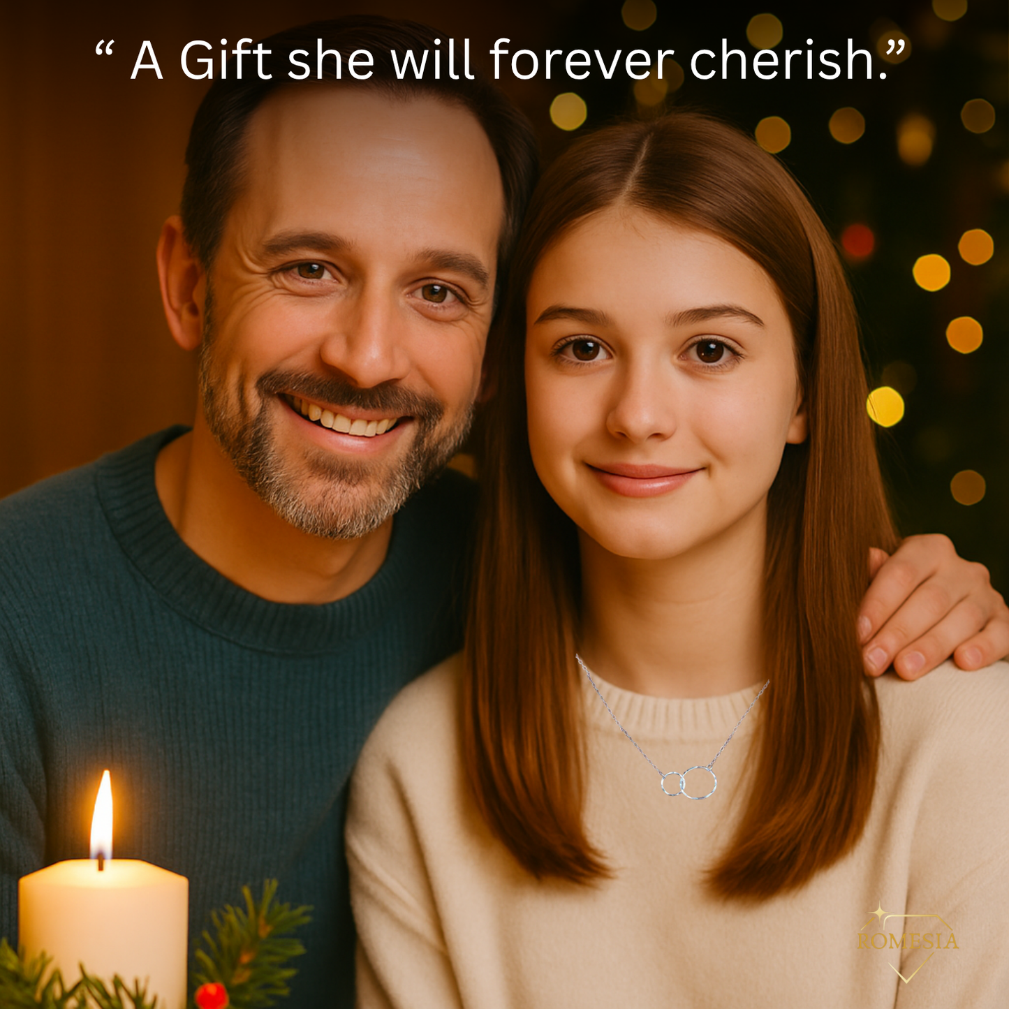 To My Daughter- Endless Light- Sterling Silver Double Ring Pendent