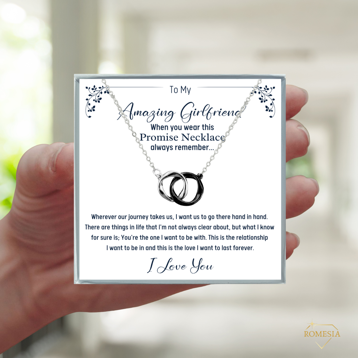 To My Amazing Girlfriend Promise Necklace, Double ring Pendent