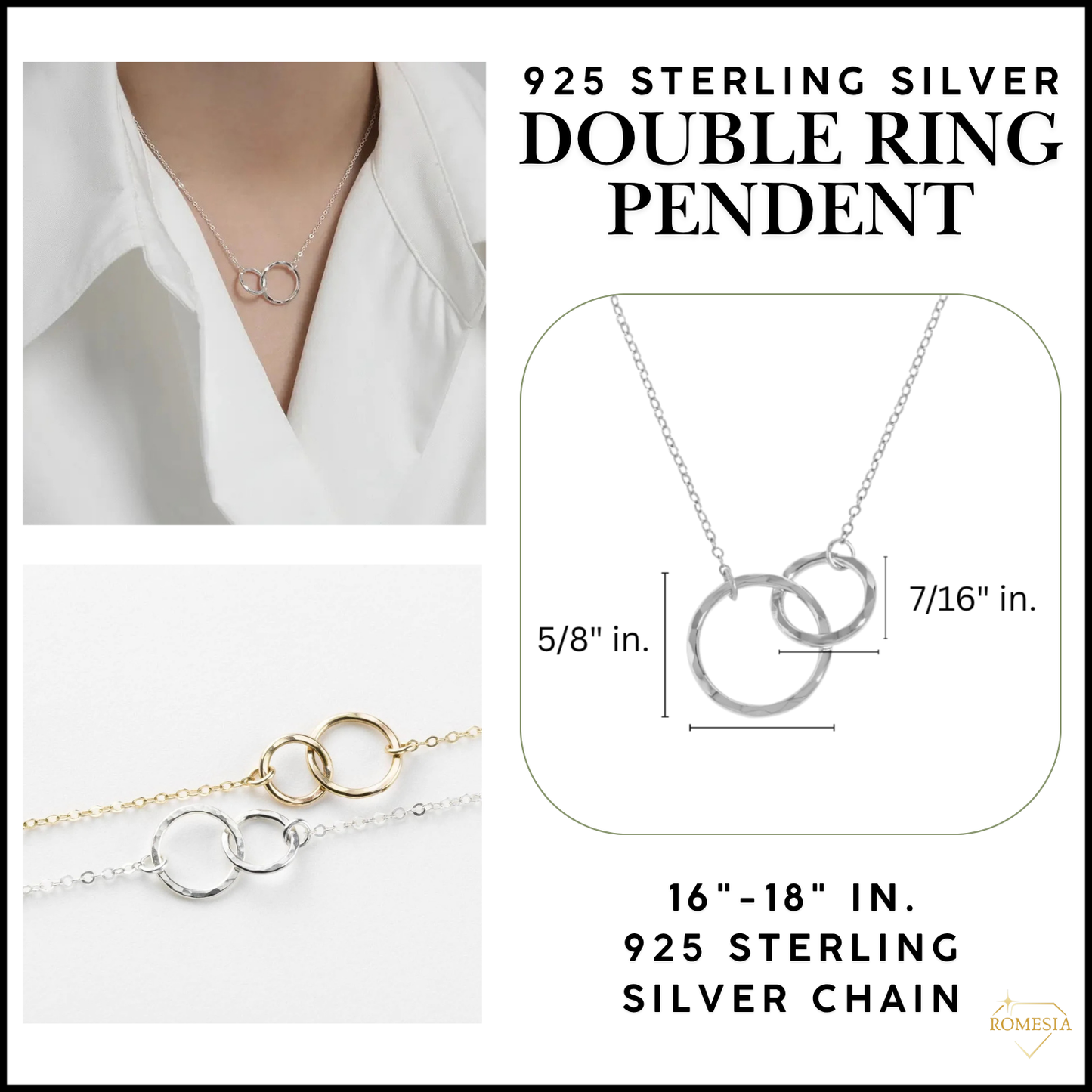 To My Daughter- Endless Light- Sterling Silver Double Ring Pendent