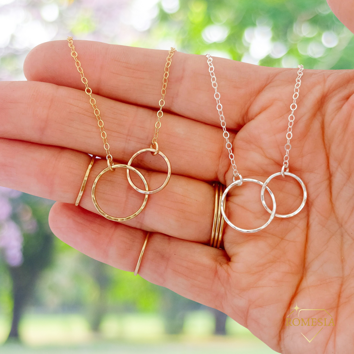 To My Daughter- Endless Light- Sterling Silver Double Ring Pendent