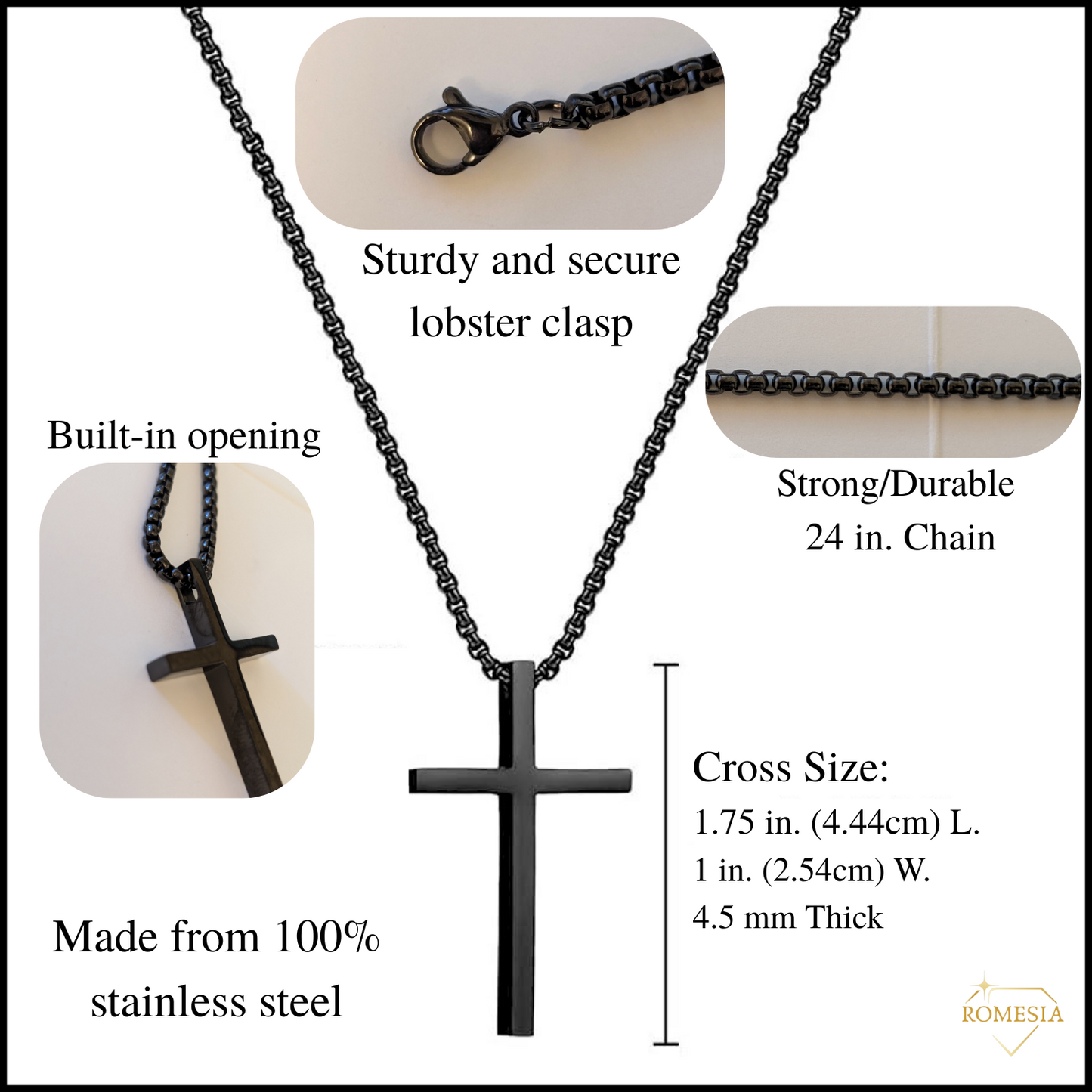 To My Son- Believe- Stainless Steel Cross Necklace Silver/Black
