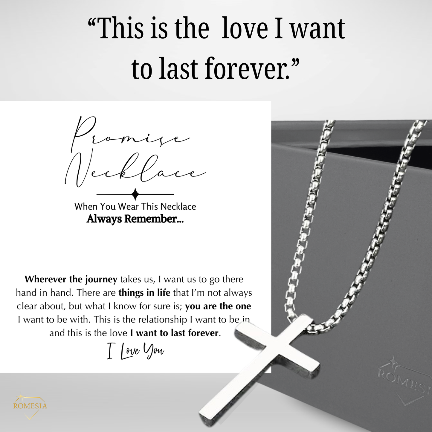 Stainless Steel Promise Cross Pendent for Him