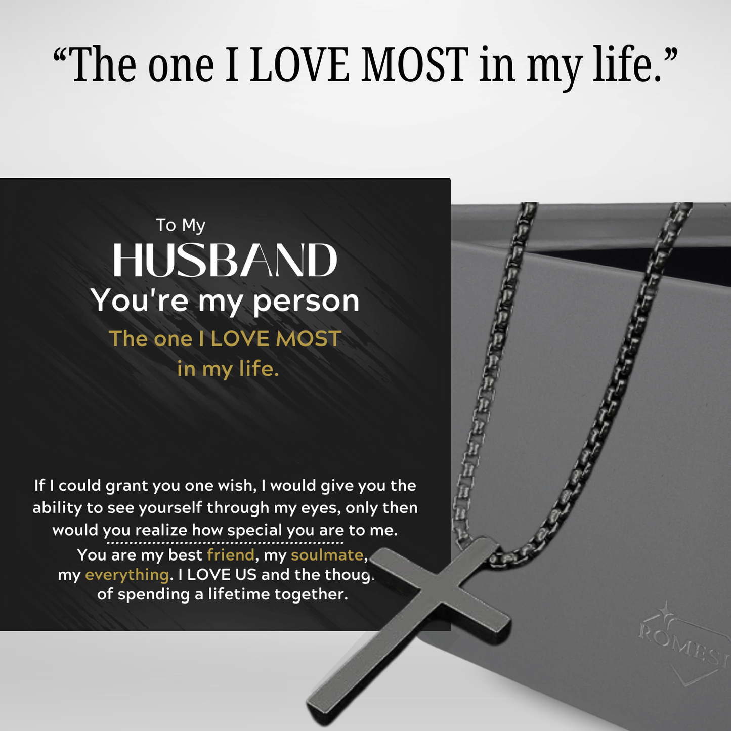 To My Husband- Stainless Steel Cross Pendent