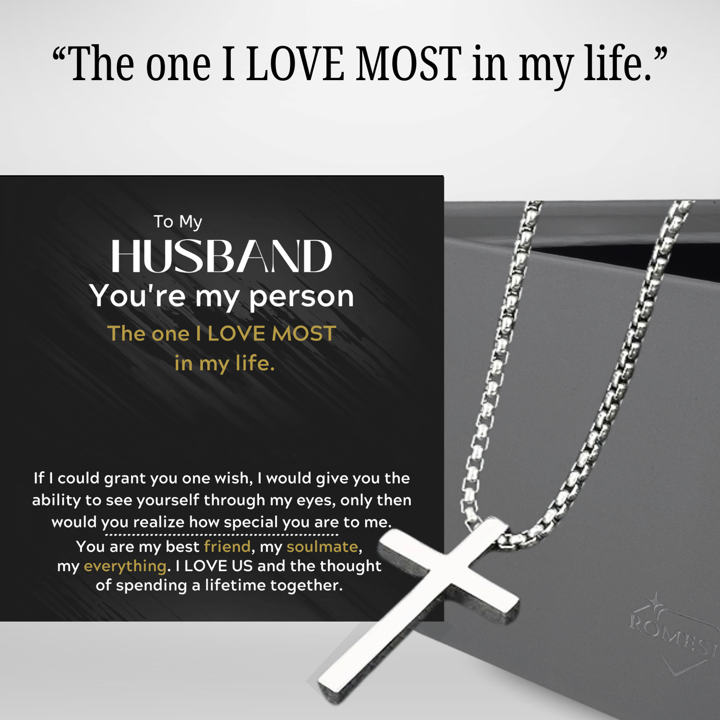 To My Husband- Stainless Steel Cross Pendent