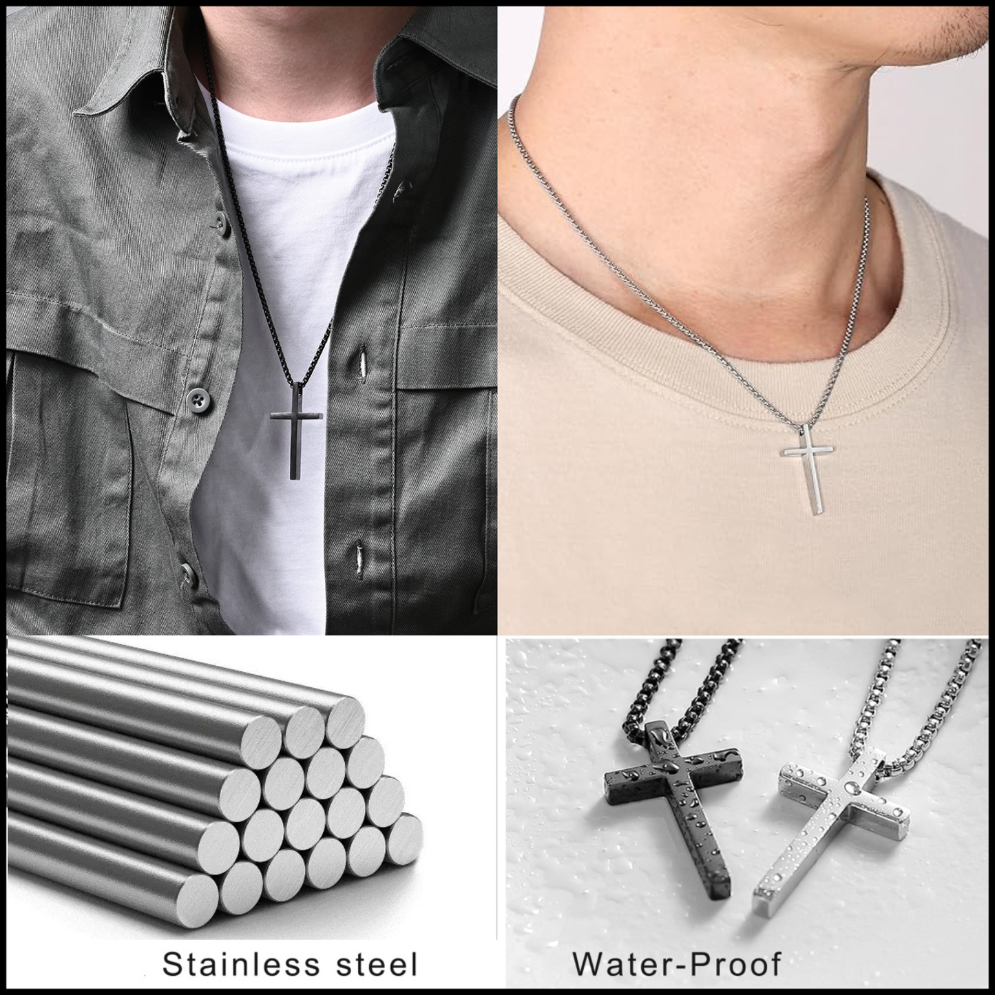 Stainless Steel Promise Cross Pendent for Him