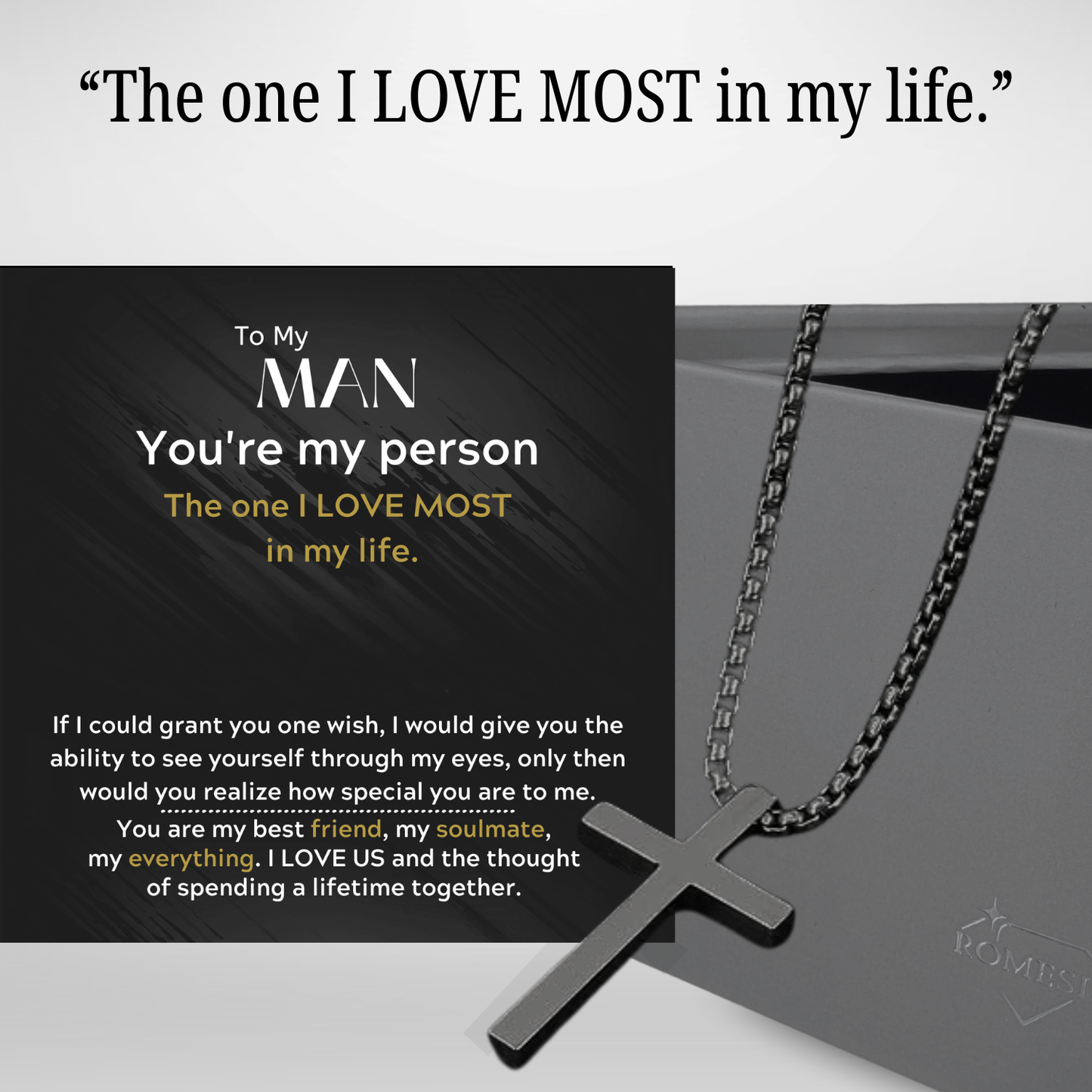 To My Man-You're My Person- Stainless Steel Cross Pendent