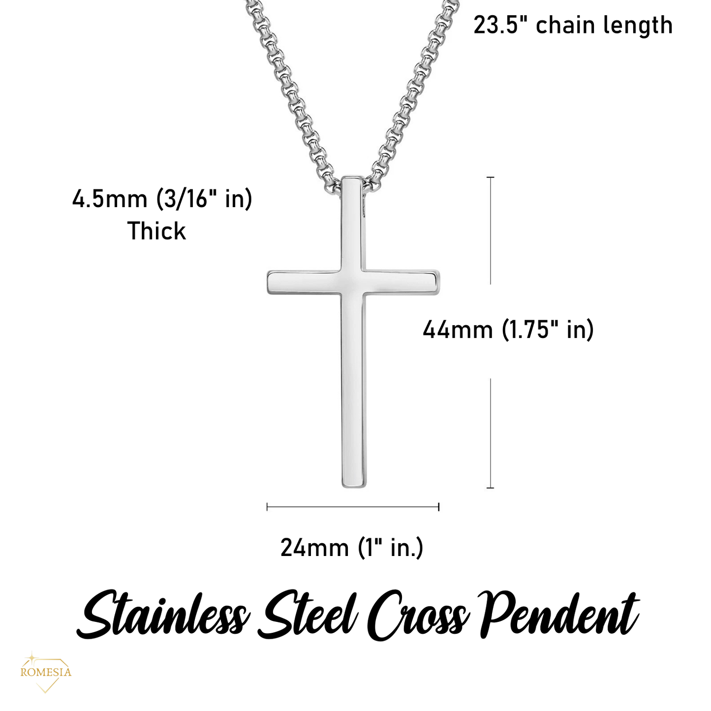 To My Son- Believe- Stainless Steel Cross Necklace Silver/Black
