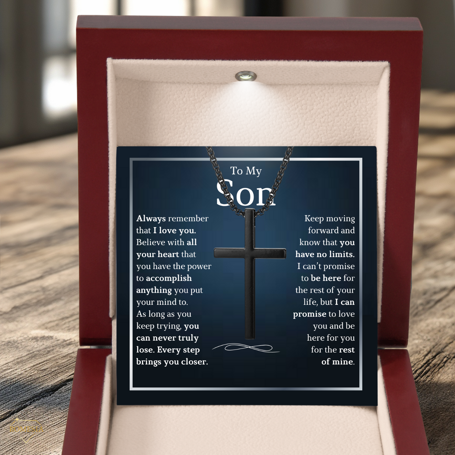 To My Son- Stainless Steel Cross Necklace- No Limits