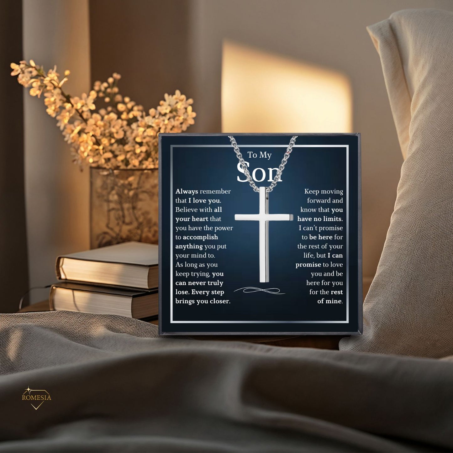 To My Son- Stainless Steel Cross Necklace- No Limits