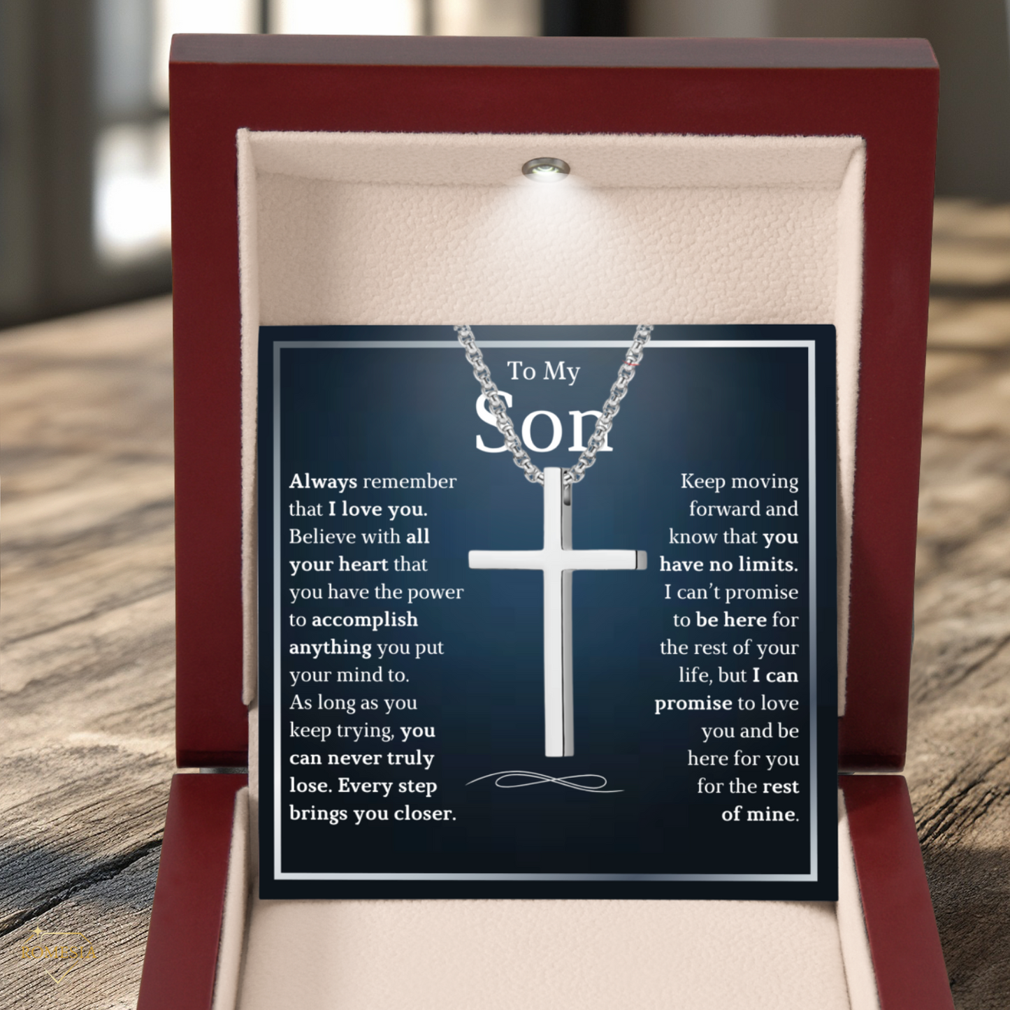 To My Son- Stainless Steel Cross Necklace- No Limits