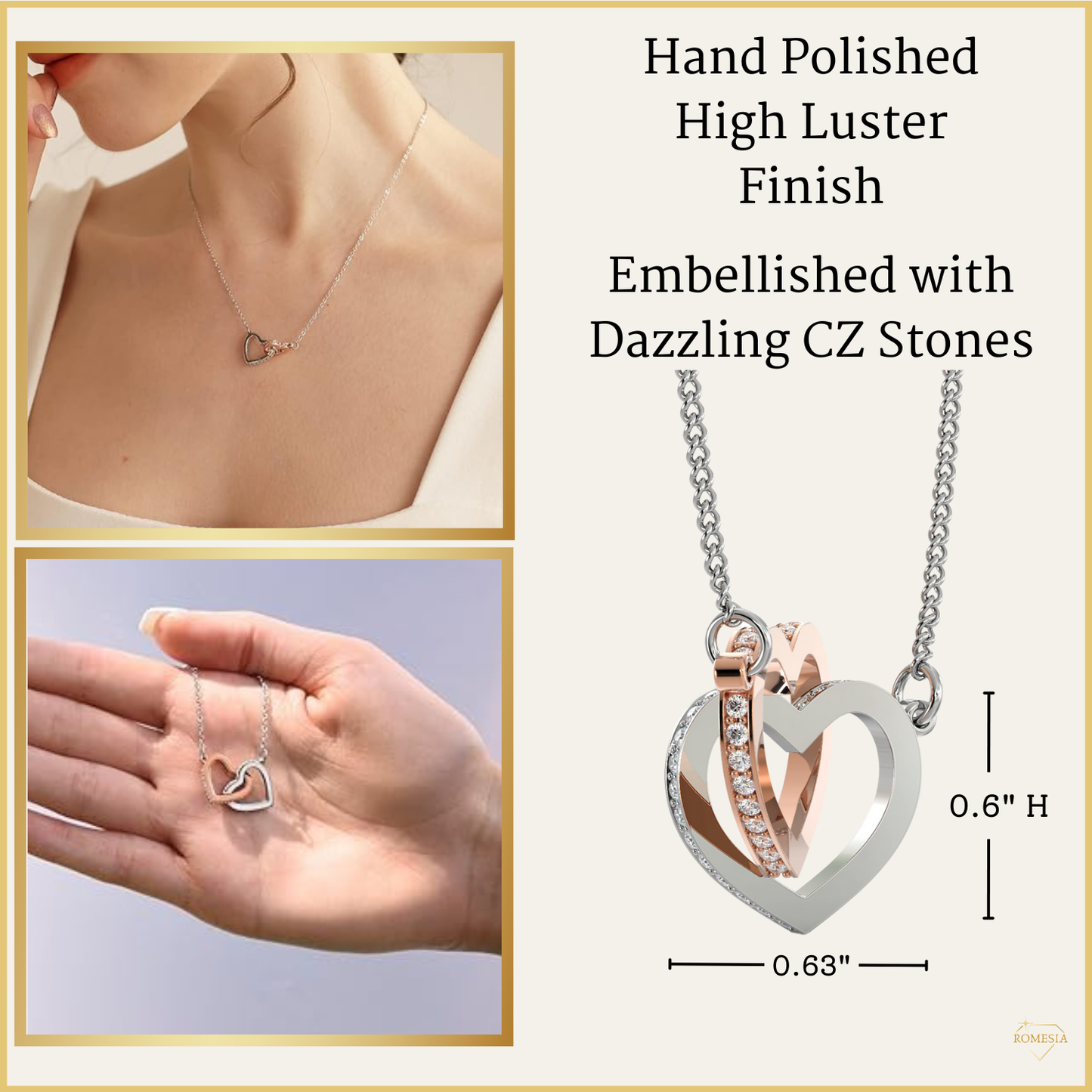 To My Bonus Daughter- Endless Light- Interlocking Hearts Pendent