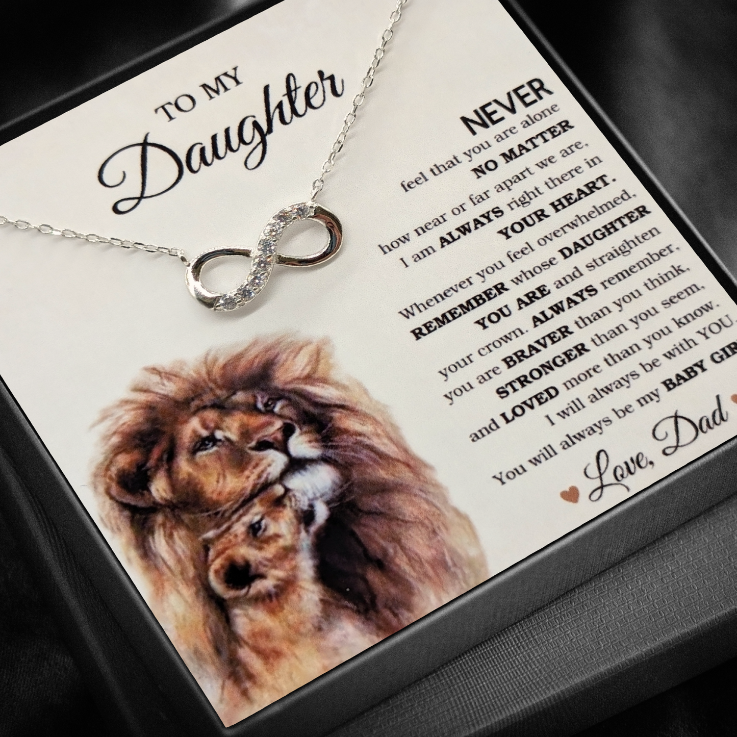 Daughter-My Baby Girl- 925 Sterling Silver Endless Love Infinity Necklace