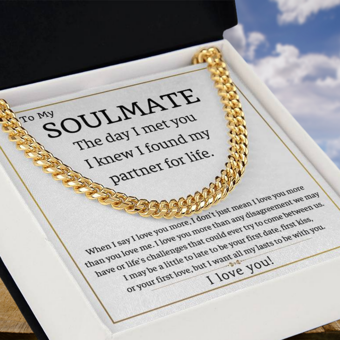 To My Soulmate-Partner for life- Womens Cuban Chain Necklace